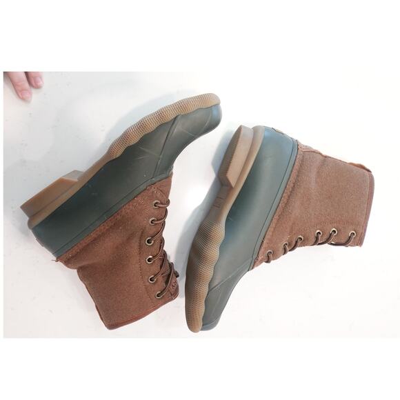 Men Sperry Brewster Waterproof /lace up ankle Rain Boot Olive/Brown - Picture 4 of 16